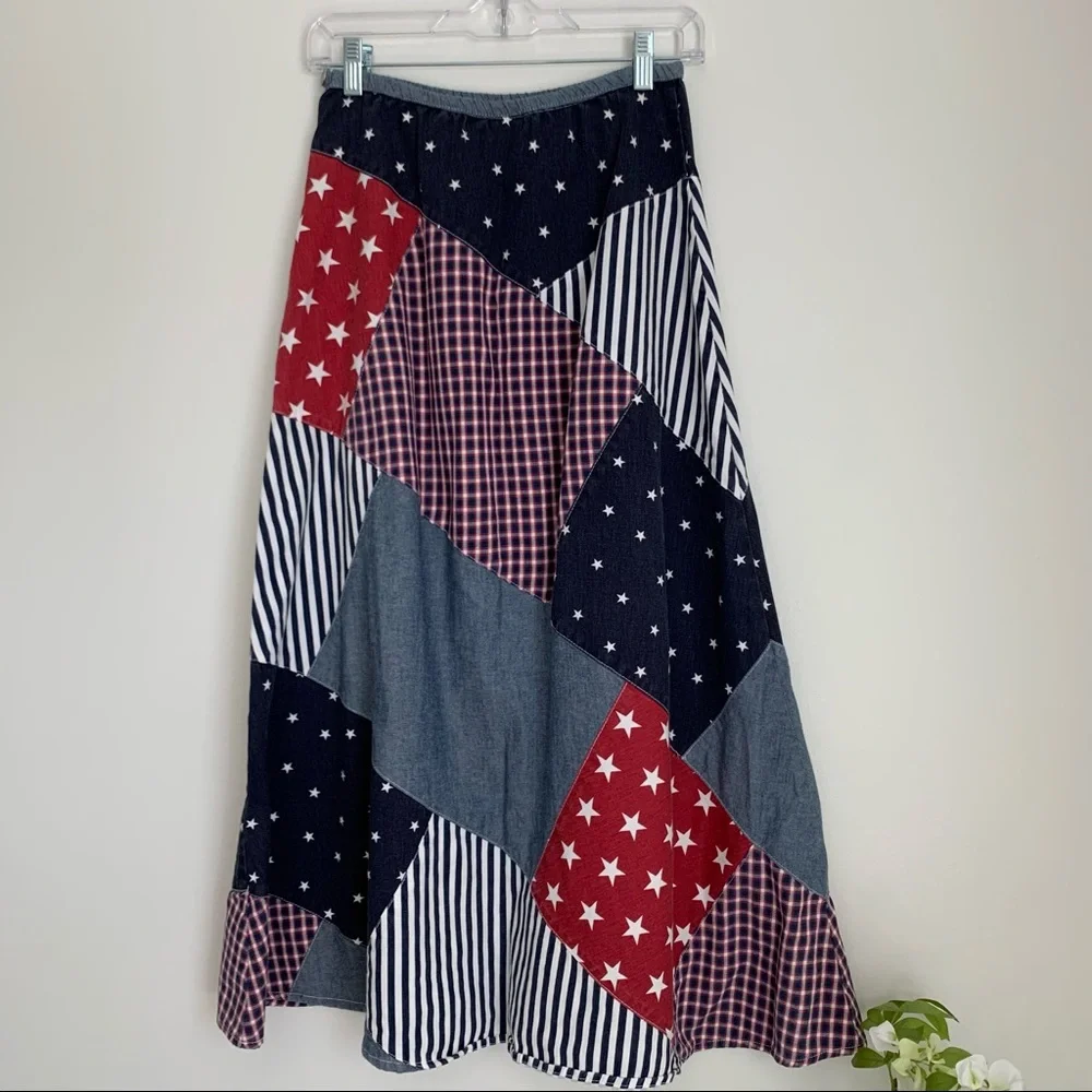Vintage Carol Little Americana Patchwork Skirt - Picture 2 of 7